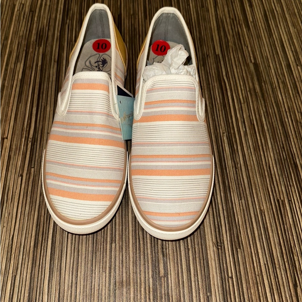 Striped Orange and Cream Slip-On Shoes